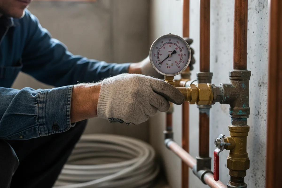 Pressure testing a repaired line during Water Line Repair in Rehoboth